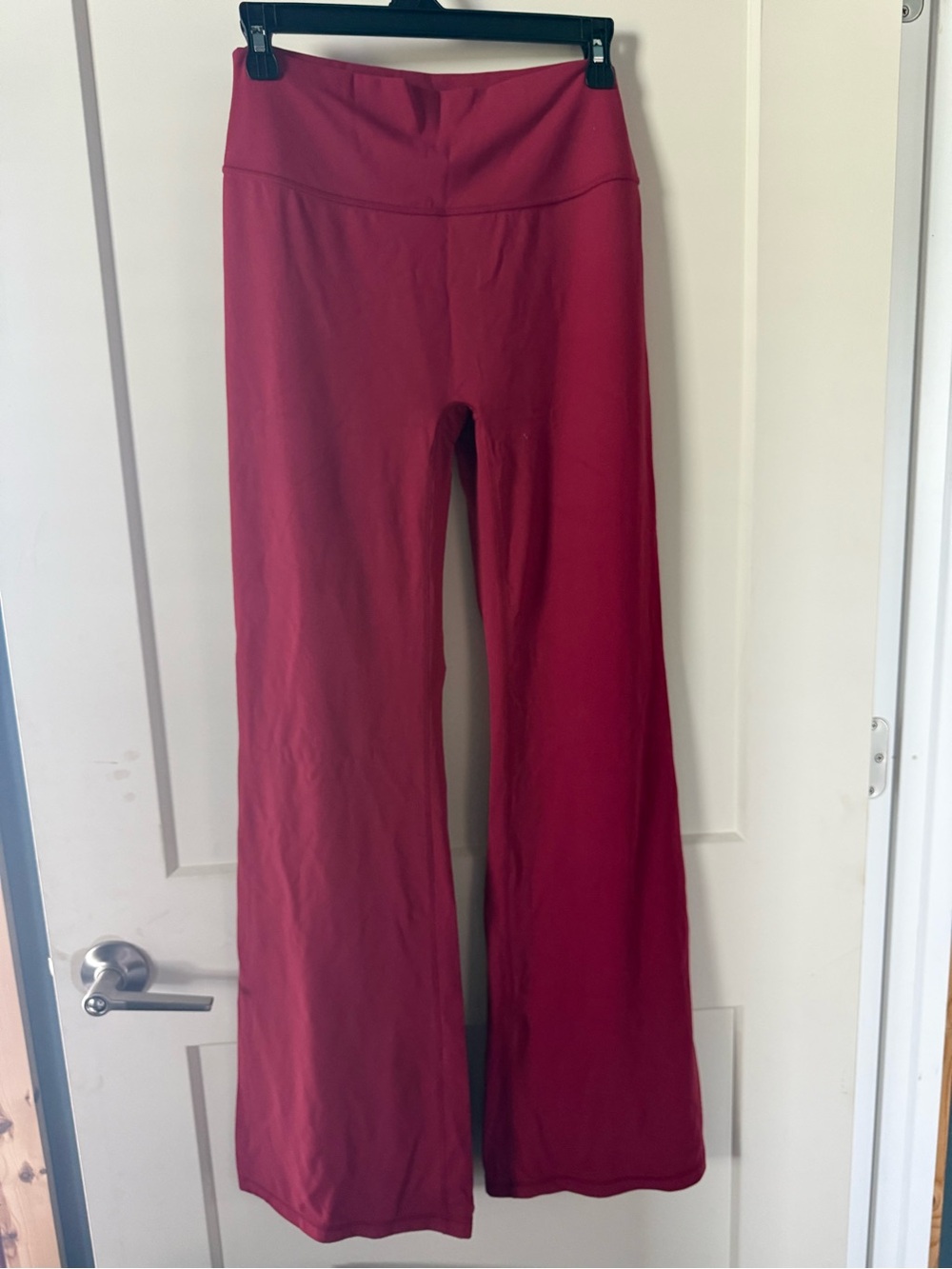 Women's High-Waist Flare Pants in Deep Red